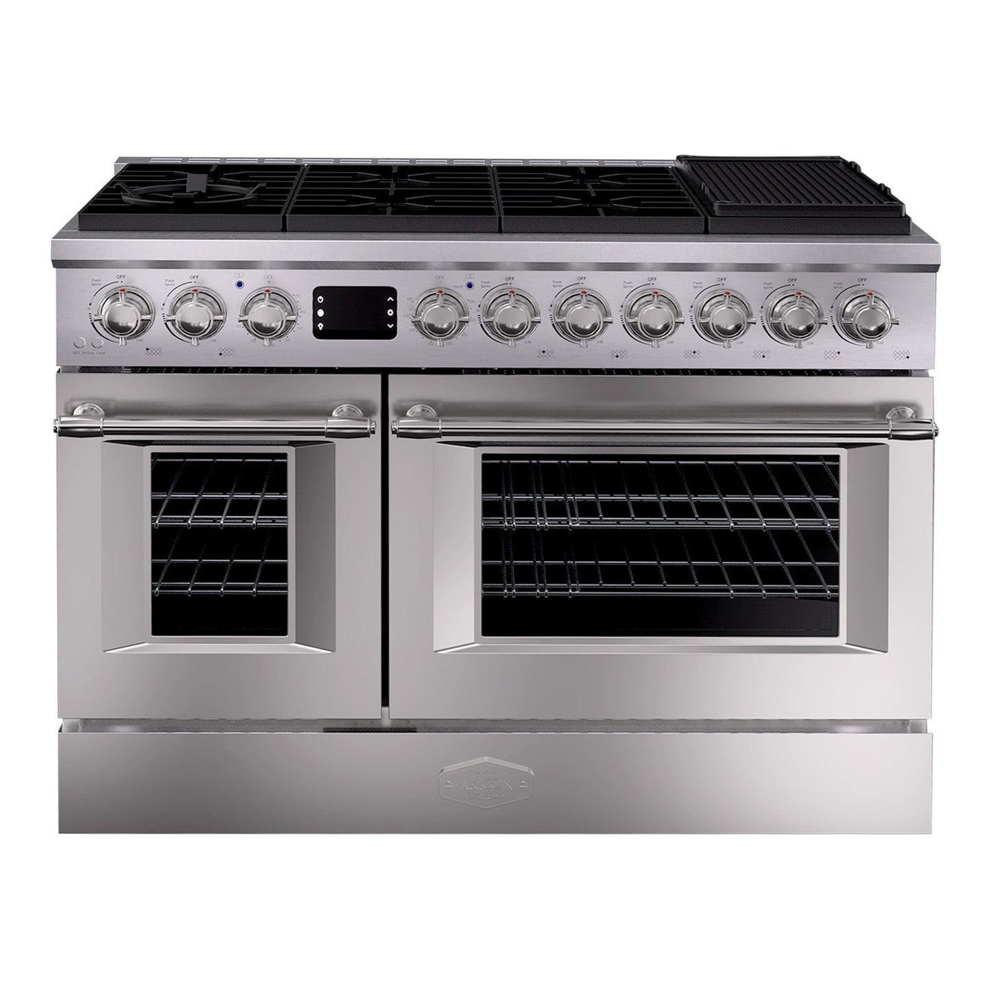 48" Freestanding Gas Range with 8 Sealed Burners Cooktop, Rapid Convection Oven, Natural Gas/LP Convertible - AK-G48N05A-BS
