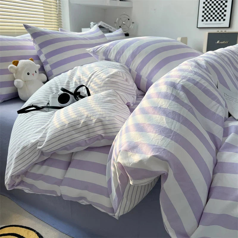DecorBites™ Striped Quilt Set with Pillowcases and Sheet