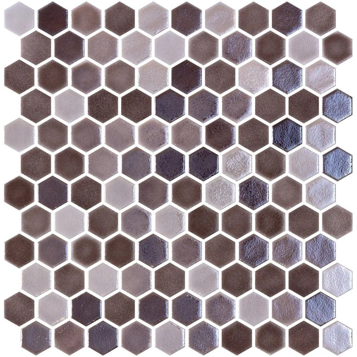 Tan Polished Hexagon Glass Mosaics 11 3/4x11 1/2