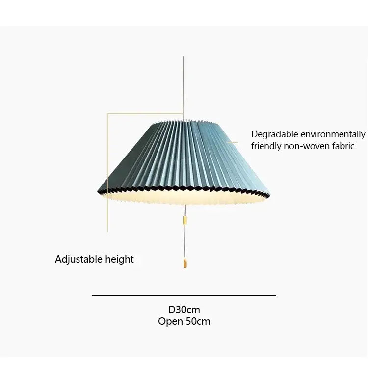Teal & white deformed fabric umbrella dining room pendant