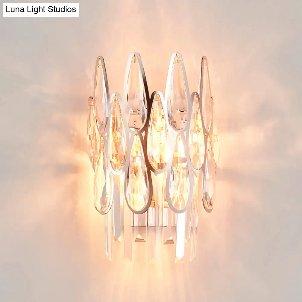 DecorBites™ Teardrop Wall Light Sconce - Gold Finish Crystal Wall Lamp with Half-Circle Design