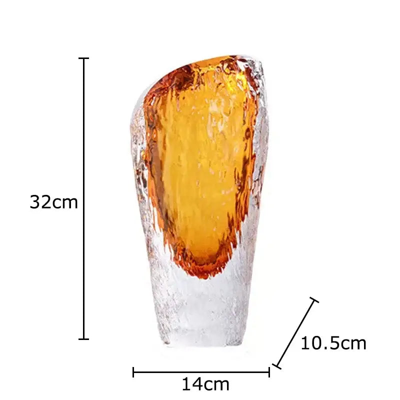 Textured amber & clear glass vase living room flower pot