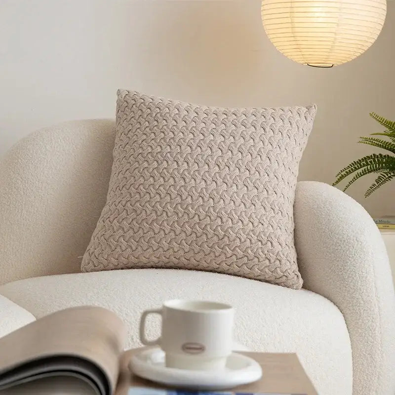 Textured cable knit cotton pillow cover set living room decor