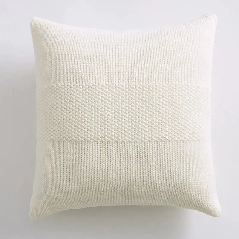 Textured light gray knit cushion cover living room pillow