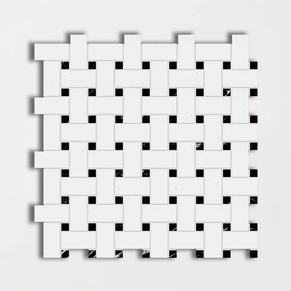 Thassos Honed Basket Weave Marble Mosaics 12x12