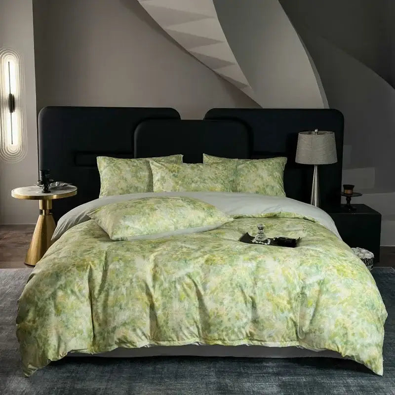 Tie dye blue & white cotton bedding set bedroom duvet cover