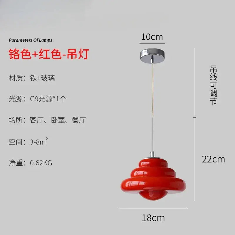 Tiered orange cream glass pendant lights for kitchen
