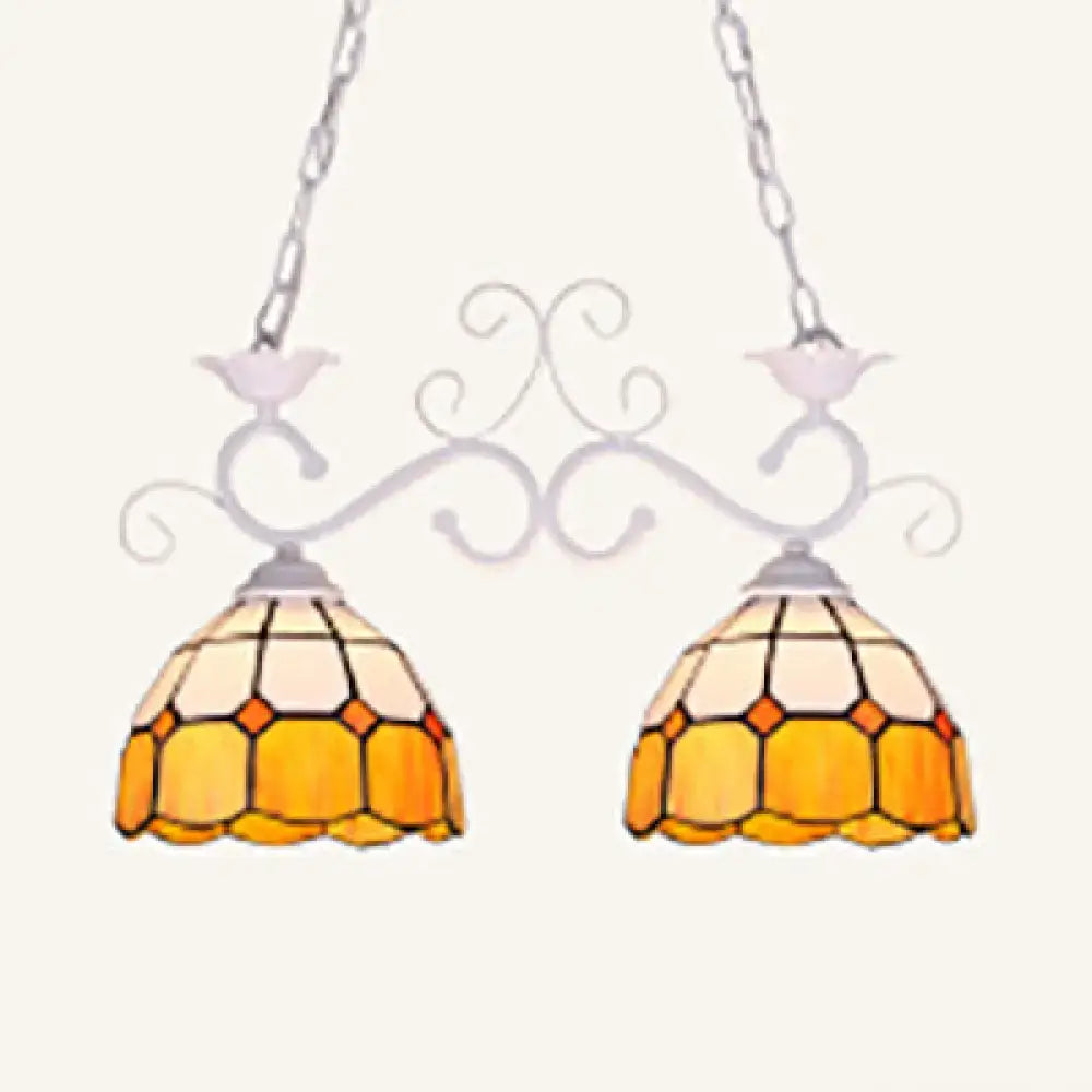Tiffany grid dome black wrought iron ceiling light dining room