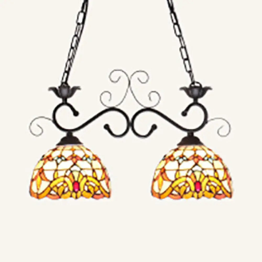 Tiffany sunflower stained glass pendant light kitchen island black