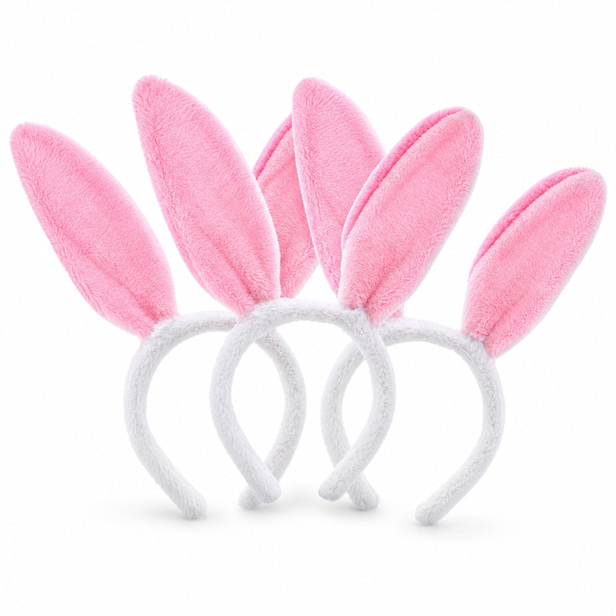 Set of 3 Costume Bunny Ear Headbands in Bright Pink, Each 11.7 Inches