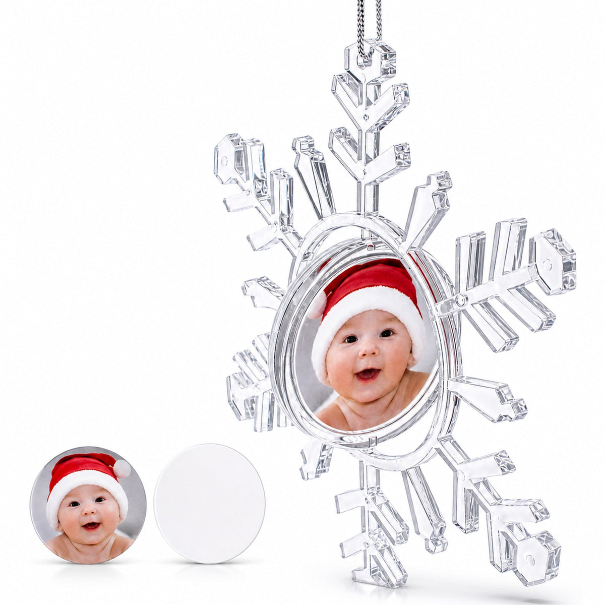 Clear Plastic Christmas Snowflake Frame Ornament