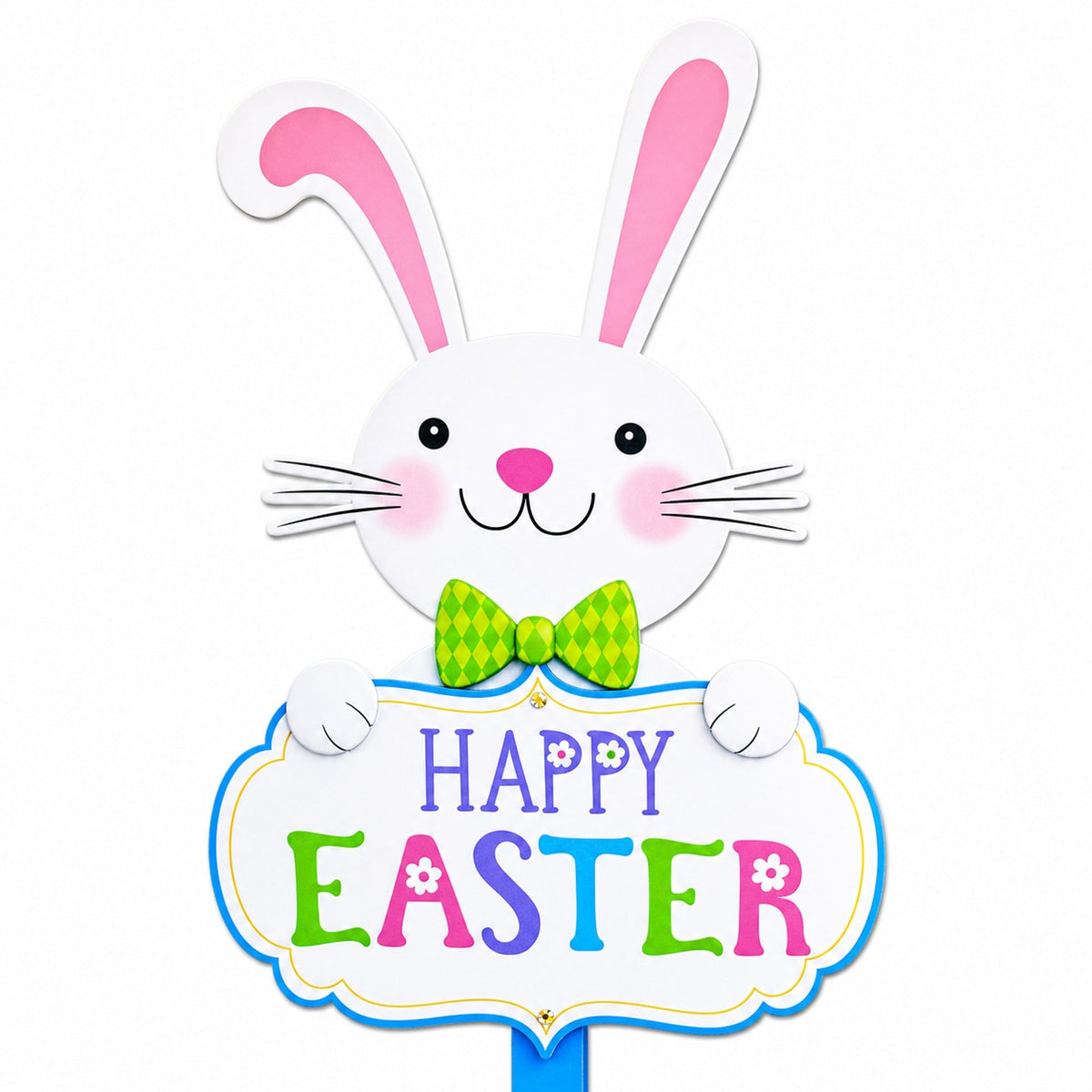 Easter Bunny Yard Sign Happy Easter Outdoor Lawn Decor with Stake Spring Garden Decoration 23.6 Inches Tall