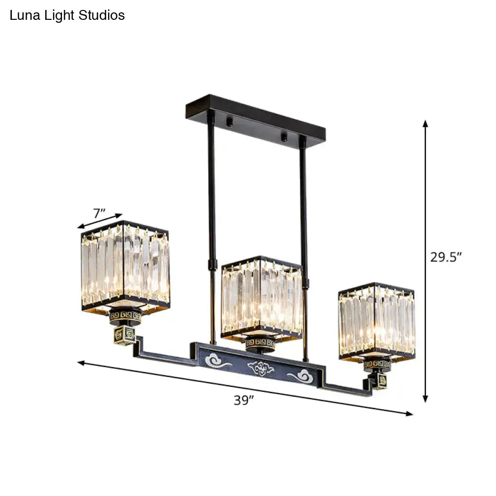 Traditional black metal island chandelier light dining room scrollwork