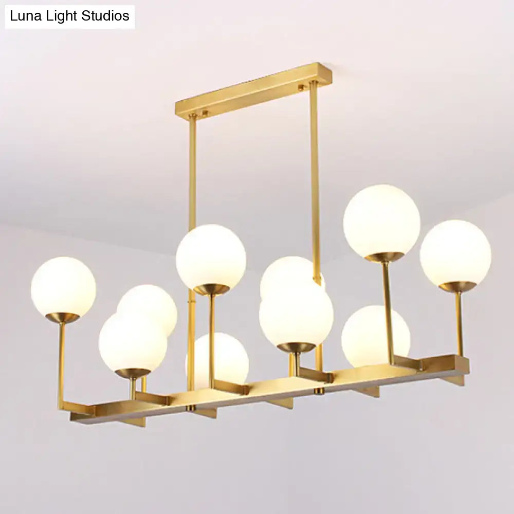 Traditional brass opal glass island pendant light dining room
