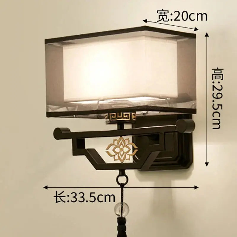 Traditional bronze floral elegant fabric wall lamp bedroom lighting