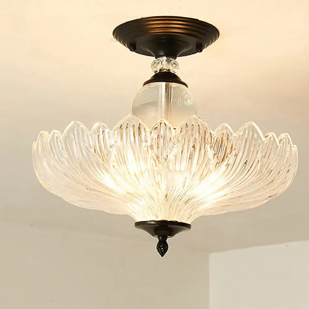 Traditional scalloped crystal ceiling light dining room black & gold