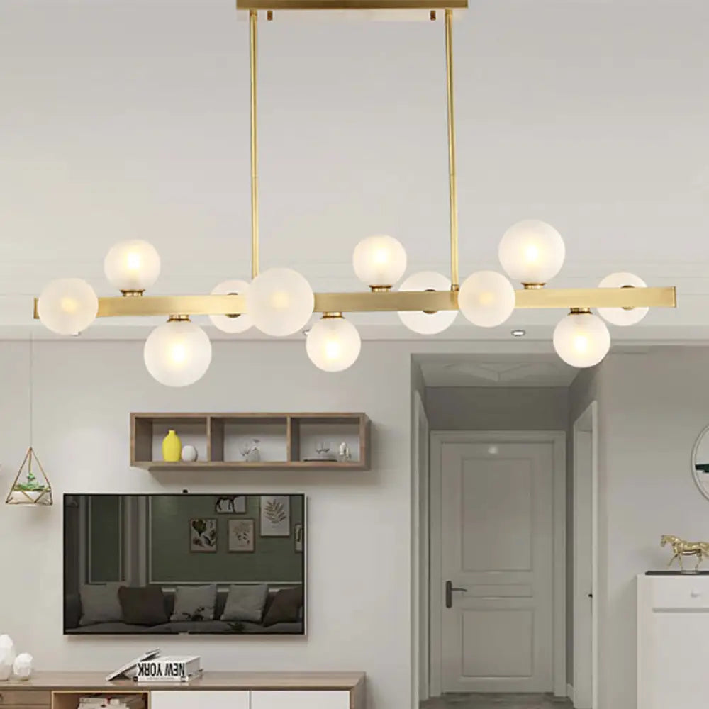 DecorBites™ Traditional Spherical Frosted Glass Pendant Light - Gold, 7/12 Lights - Dining Room Island Lighting