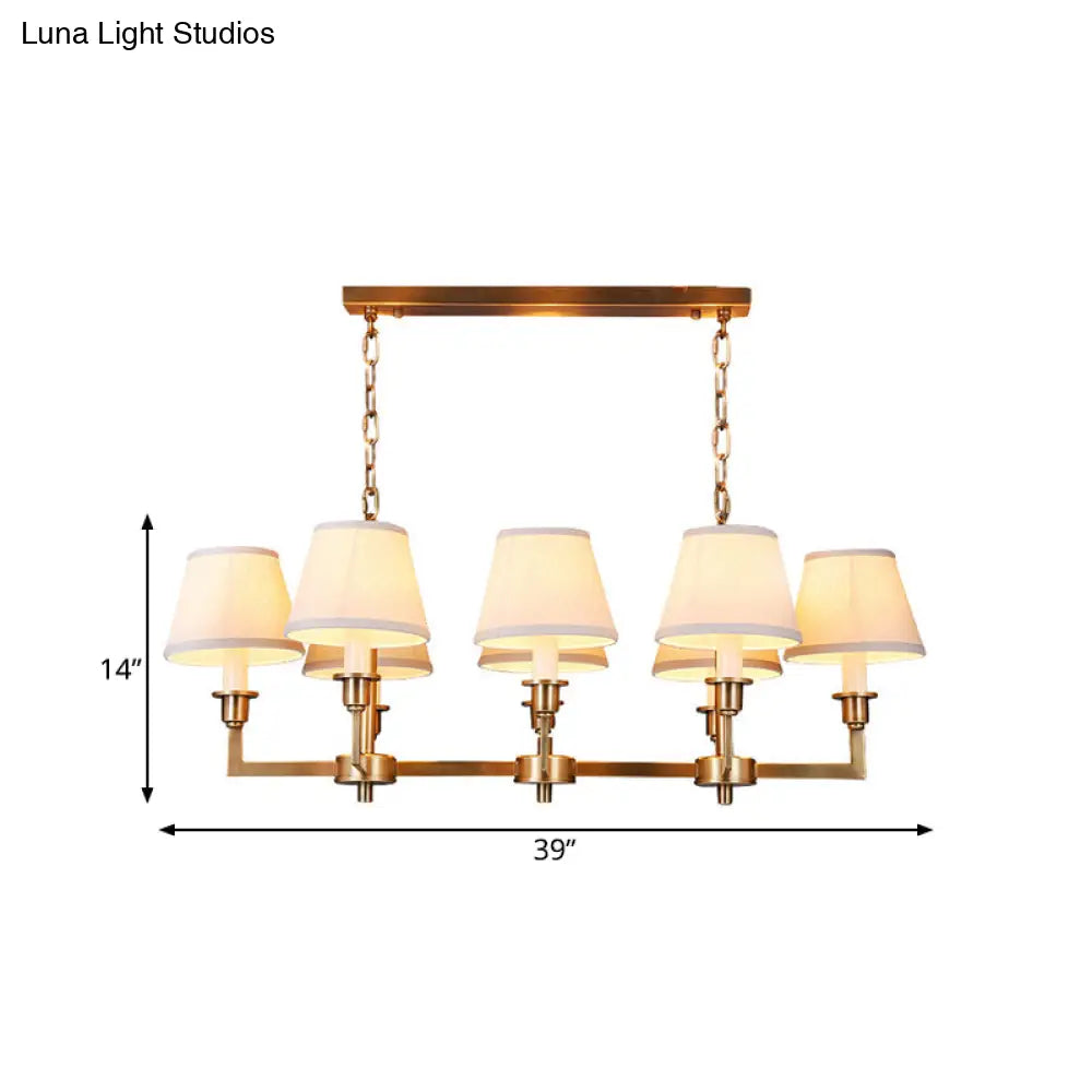 DecorBites™ Traditional Style Gold Conic Island Ceiling Light, 8 Heads, Fabric, Living Room Metallic Hanging Lamp