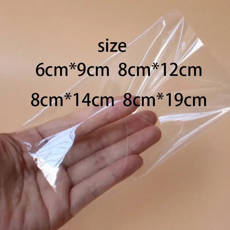 Transparent pink ice cream bags kitchen storage with gold ribbon