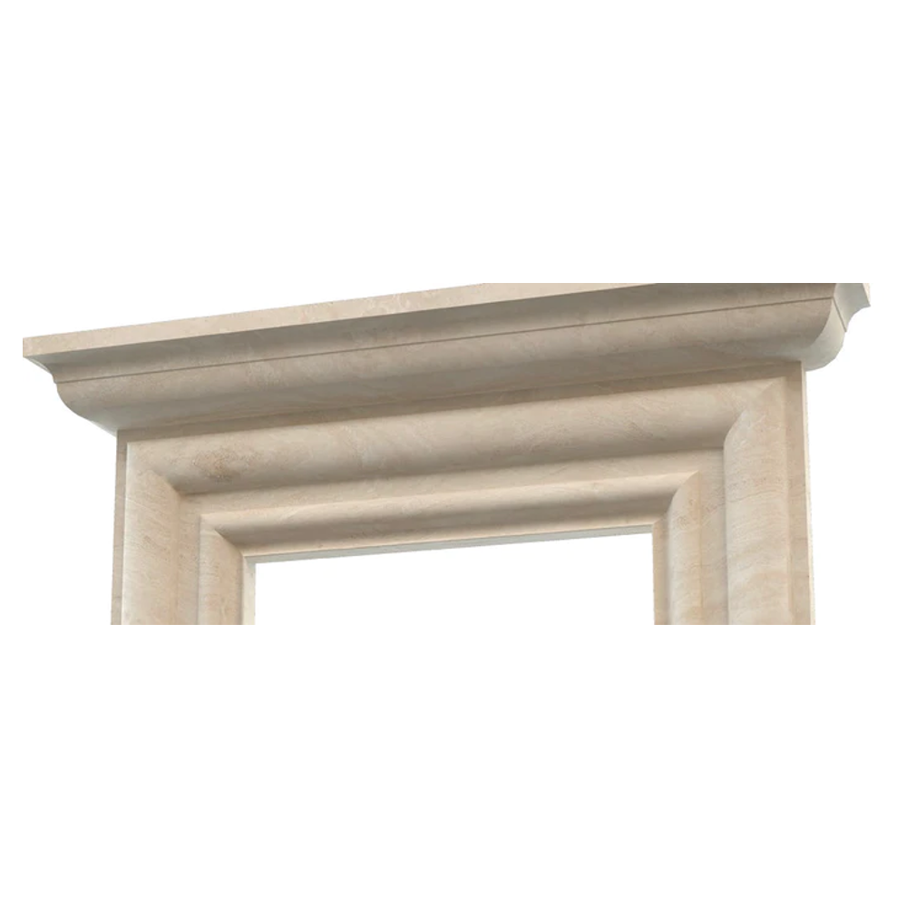 Light Travertine Modern Hand Carved Natural Stone Fireplace Surround 5 Piece Modular