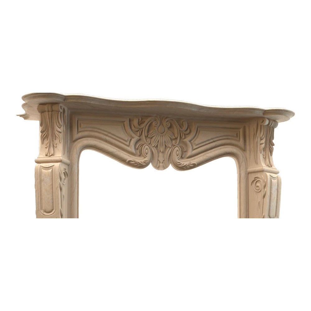 Light Travertine Fireplace Surround - Traditional Hand-carved