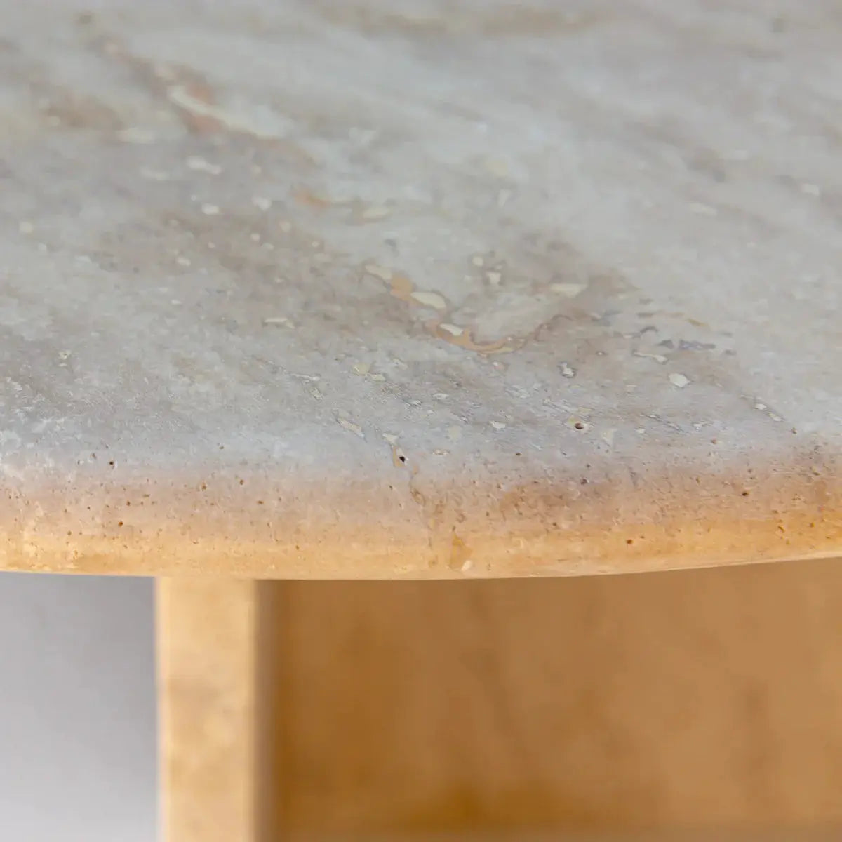 Light Travertine Oval Handcrafted Coffee Table Polished Finish 24 x 48 x 16 Inches