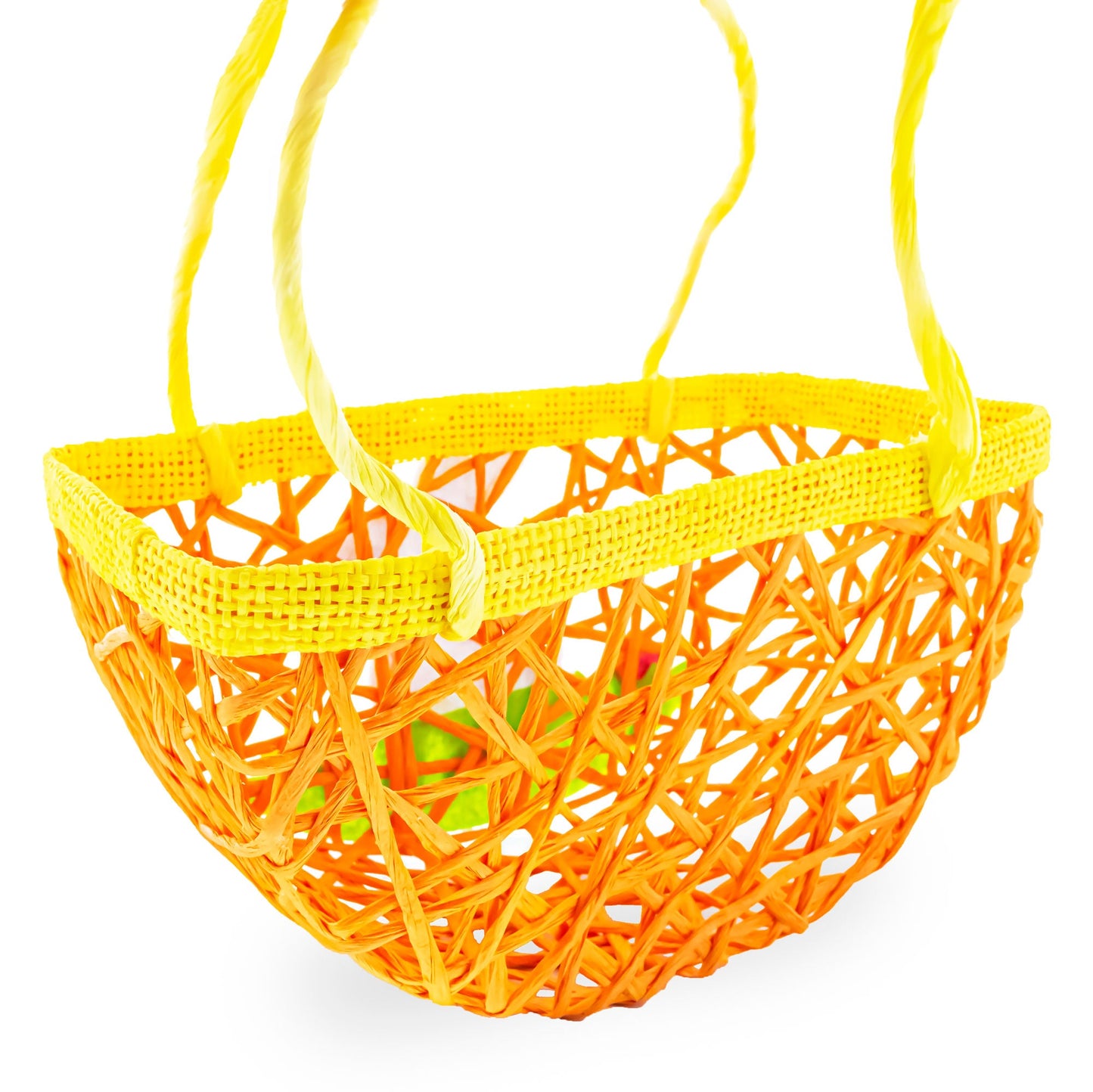 Set of 2 Easter Bunny Egg Hunt Baskets With Floral Accent 6 Inches Tall
