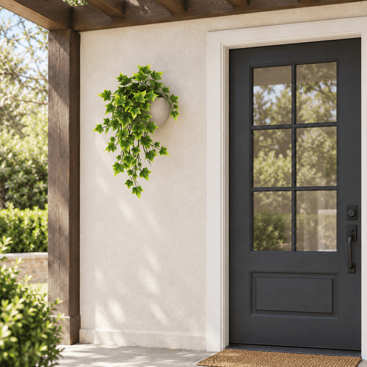 Two Tone Bright Tipped Ivy Artificial Hanging Bush 31in – UV Resistant