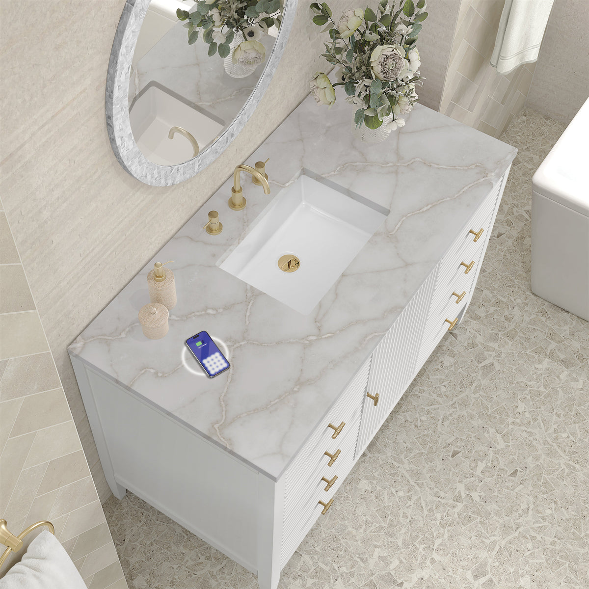 James Martin Myrrin 48" Single Bathroom Vanity, Bright White