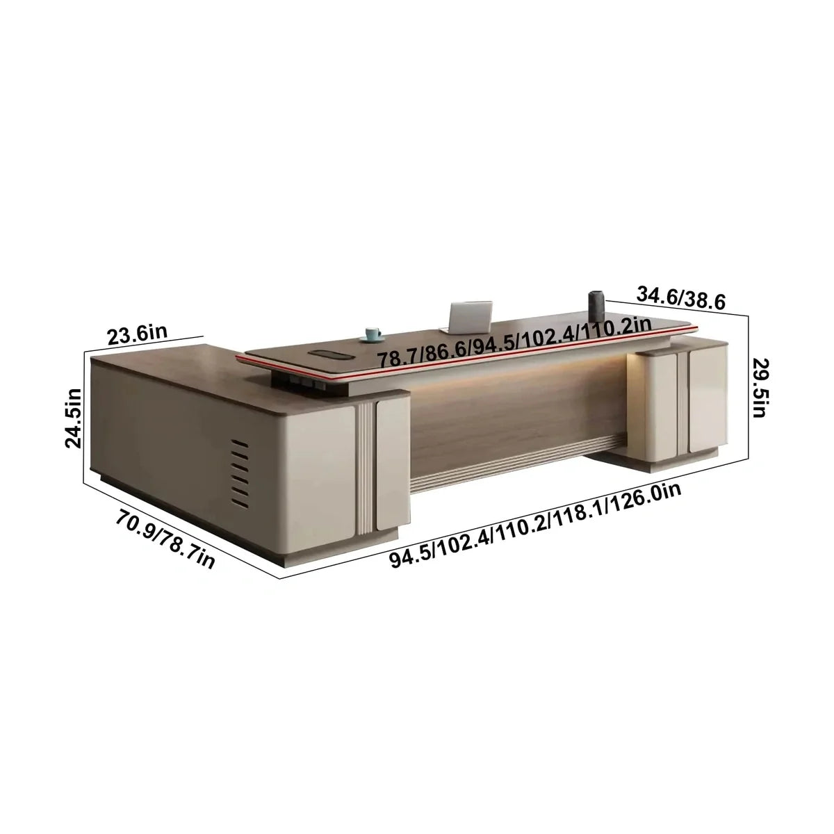 Stanford · Modern Executive L-Shaped Desk, beige
