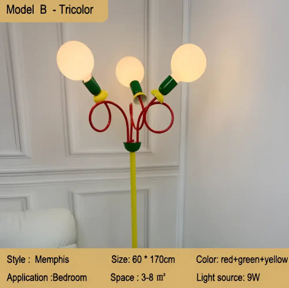 Vibrant red & yellow art led floor lamp for living room