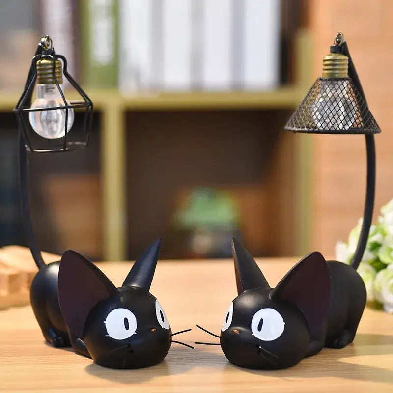 Vintage black cartoon cat led night light bedroom desk lamp