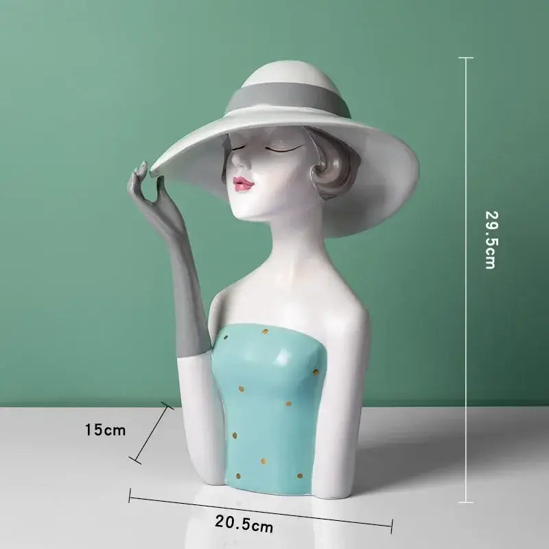 Vintage glamour resin busts red & white living room decor statues