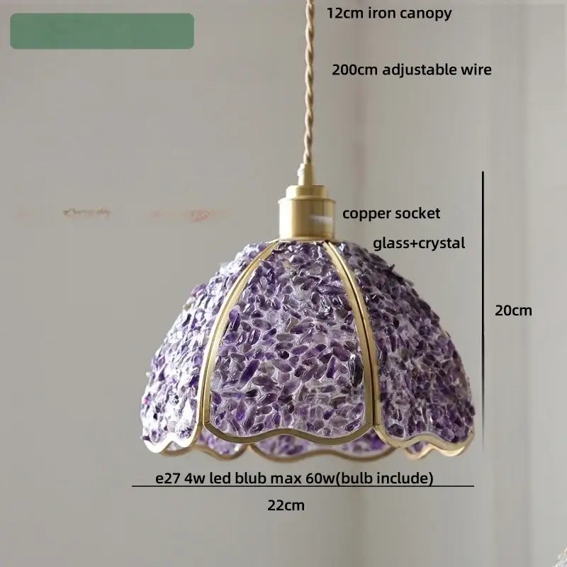 Vintage seafoam green & copper walnut led pendant – dining room light