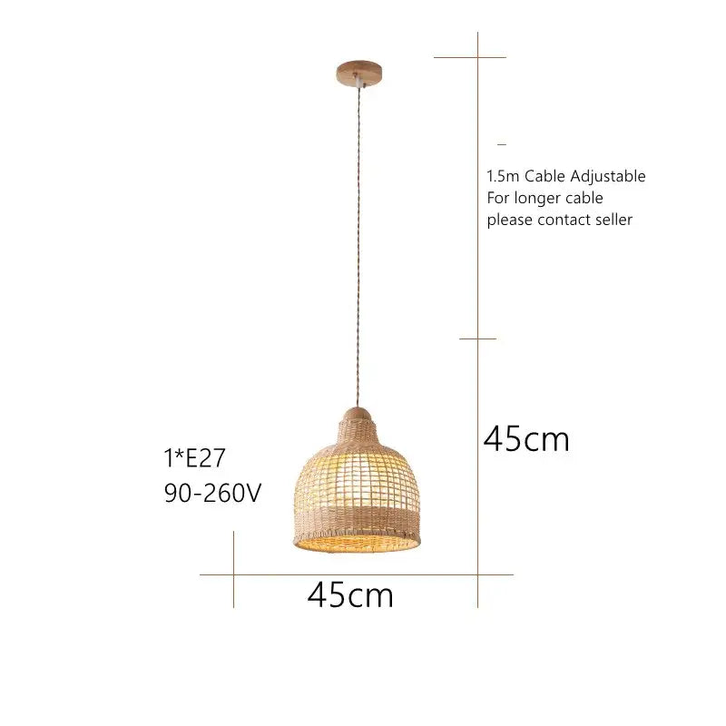 Wabi sabi bamboo pendant lamps for dining room island
