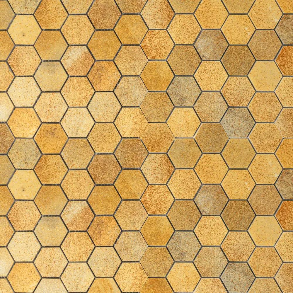Warm Maize Hexagon Marble Tiles 10 3/8x12