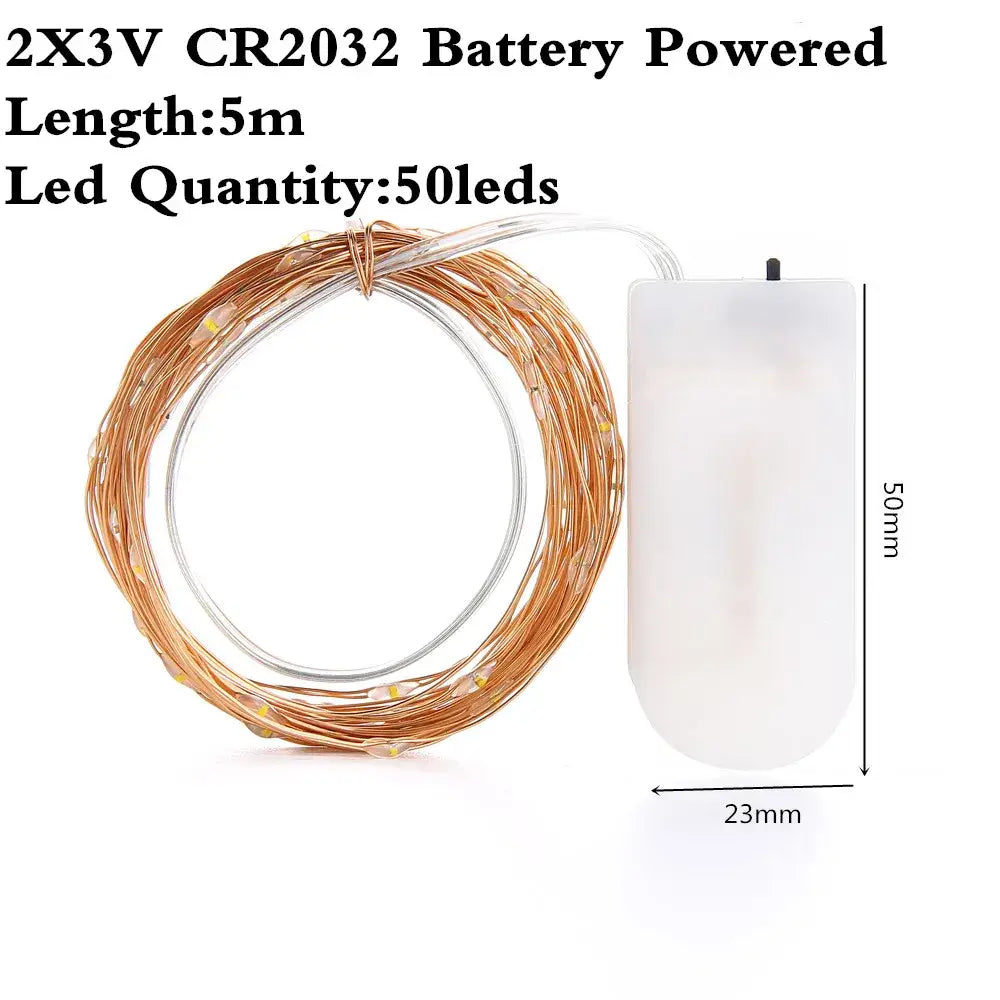 Warm white copper wire led string lights bedroom usb decoration