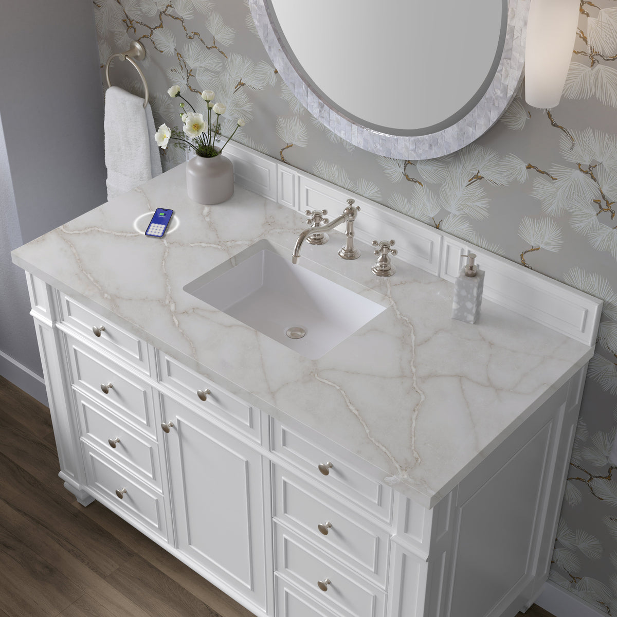 James Martin Bristol 48" Single Bathroom Vanity, Bright White