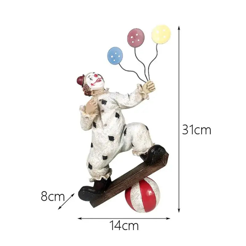 Whimsical cream circus clown joker figurine set living room decor