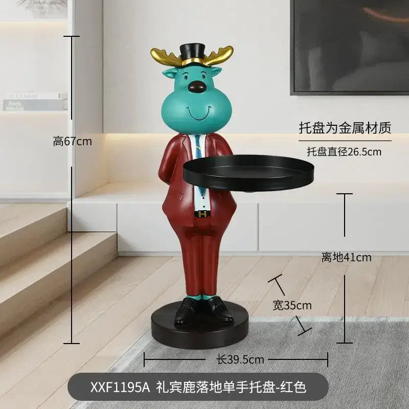 Whimsical dapper deer landing tray ornament for living room decor