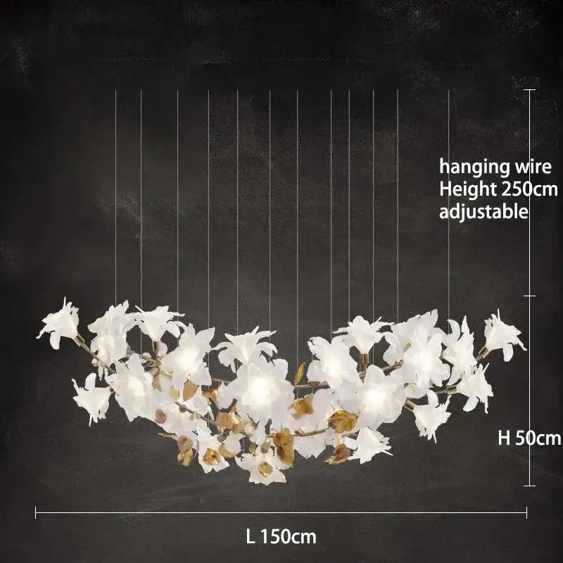 White and gold crystal flower luxury chandelier dining room light