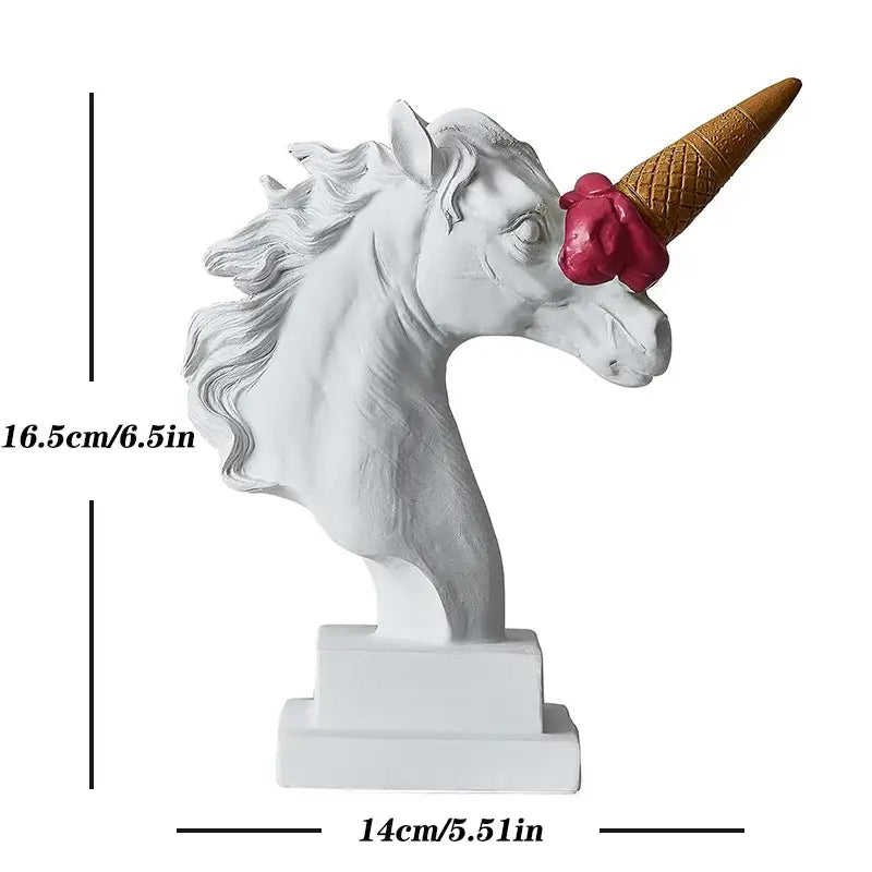 White and gold ice cream horse head sculpture office decor