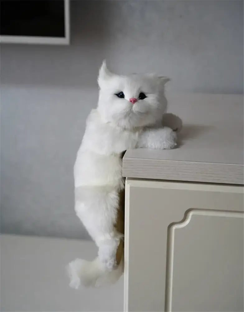 White and tan hanging cat plush doll living room decor