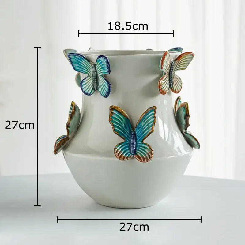 White butterfly ceramic vase living room floral decor