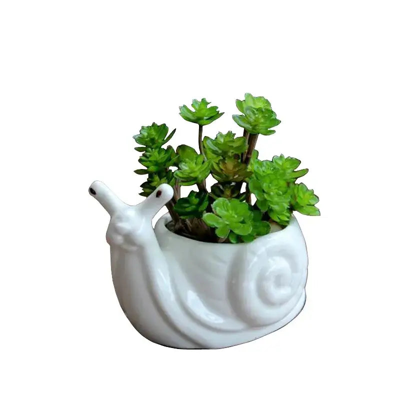White cartoon snail flower vase ceramic garden succulent pot