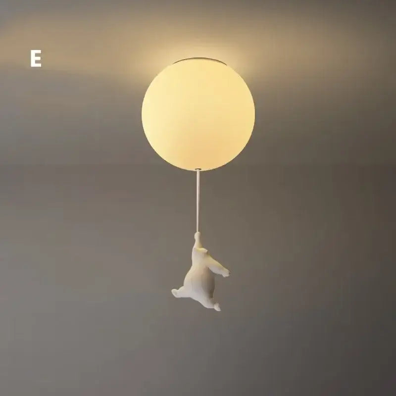 White ceramic bear led ceiling chandelier bedroom glass globe light