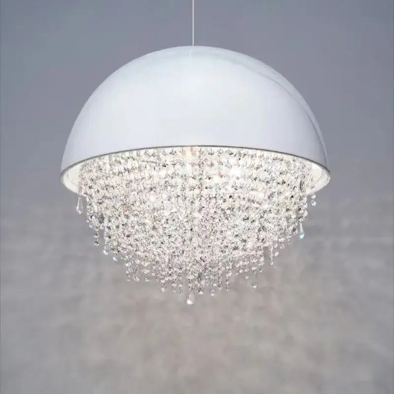 White crystal tassel iron chandelier living room luxury led lamp