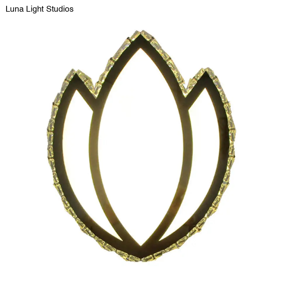 DecorBites™ White Lotus Petal LED Wall Sconce with Crystal Shade - Modern Warm/White Lighting