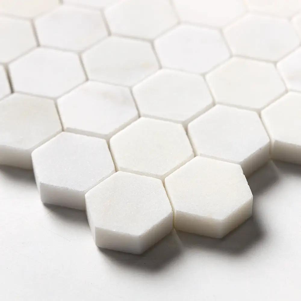 Satin Perla Honed Hexagon 1x1 Marble Mosaics 11 1/2x12 1/4