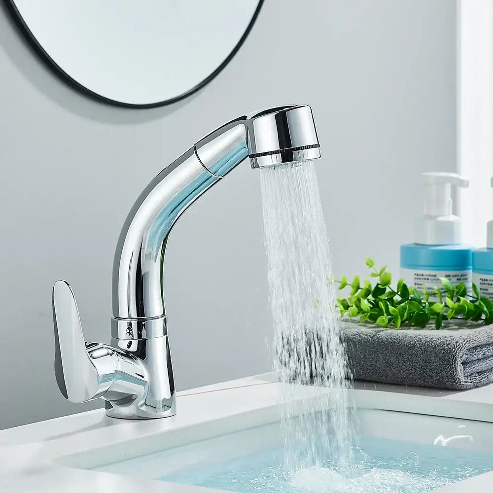 White plastic kitchen sink faucet with curved spout and single lever